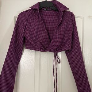 ZARA Pink Gingham Blouse